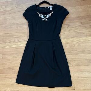 Banana Republic Black Dress with Embellished Neckline